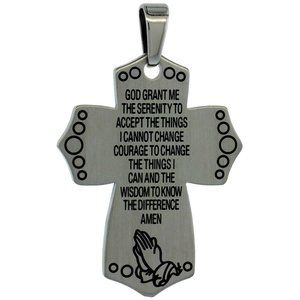 Surgical Steel The Serenity Prayer Cross Necklace